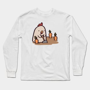 Cute Chicken Carrot Farmer Long Sleeve T-Shirt